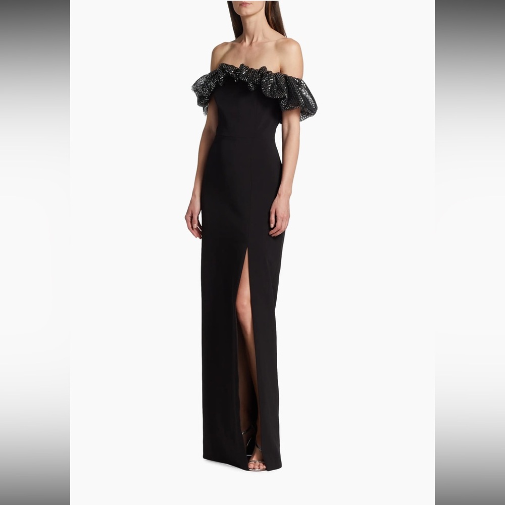ML Monique Lhuillier - Michaela Crepe Off-the-Shoulder Gown - Size 4 - NWT - Picture 3 of 16